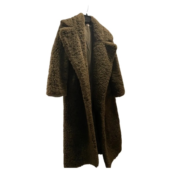 Ronny Kobo Toni Faux Fur Olive Green Coat Small NWT $798 - Picture 3 of 5